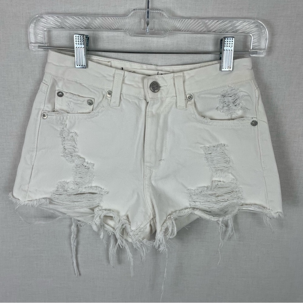 Lovers and Friends Revolve High Rise White Distressed Jack Short